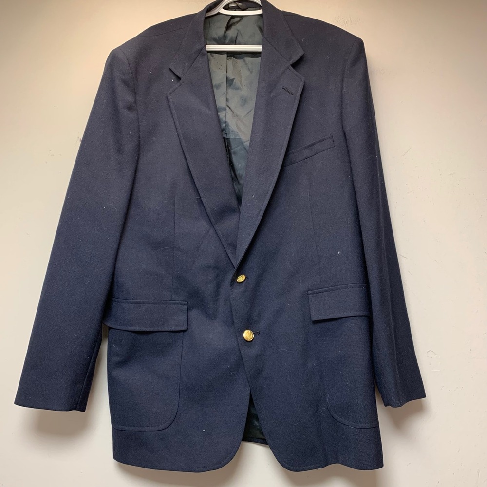 Alexander Lloyd Blazer Mens 48 Navy Blue Fair Gold Buttons USA Made Professional